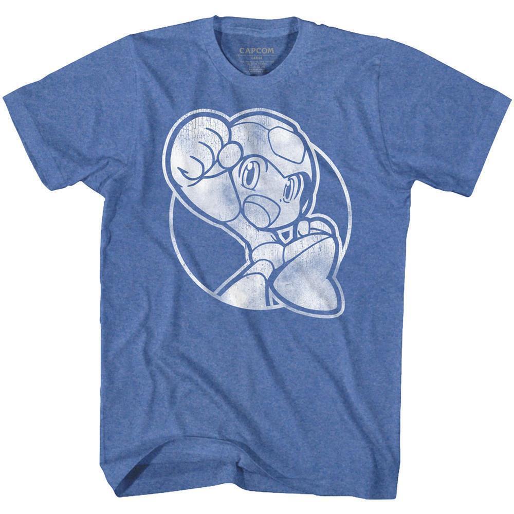 Mega Man Fist Pump Royal Heather Adult T Shirt